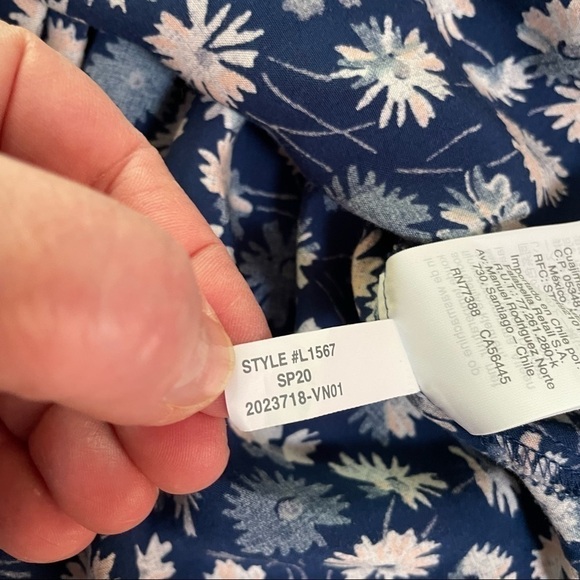 Madewell Blue Novel Tie-Front Top in French Floral Extra Small XS - Picture 6 of 7